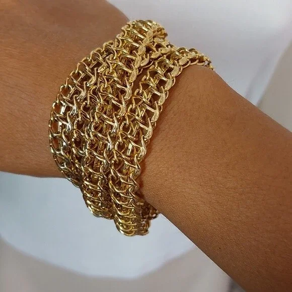 Untested Gold Tone Chunky Treble Chain Necklace Versatile Belt Bracelet - Picture 7 of 8